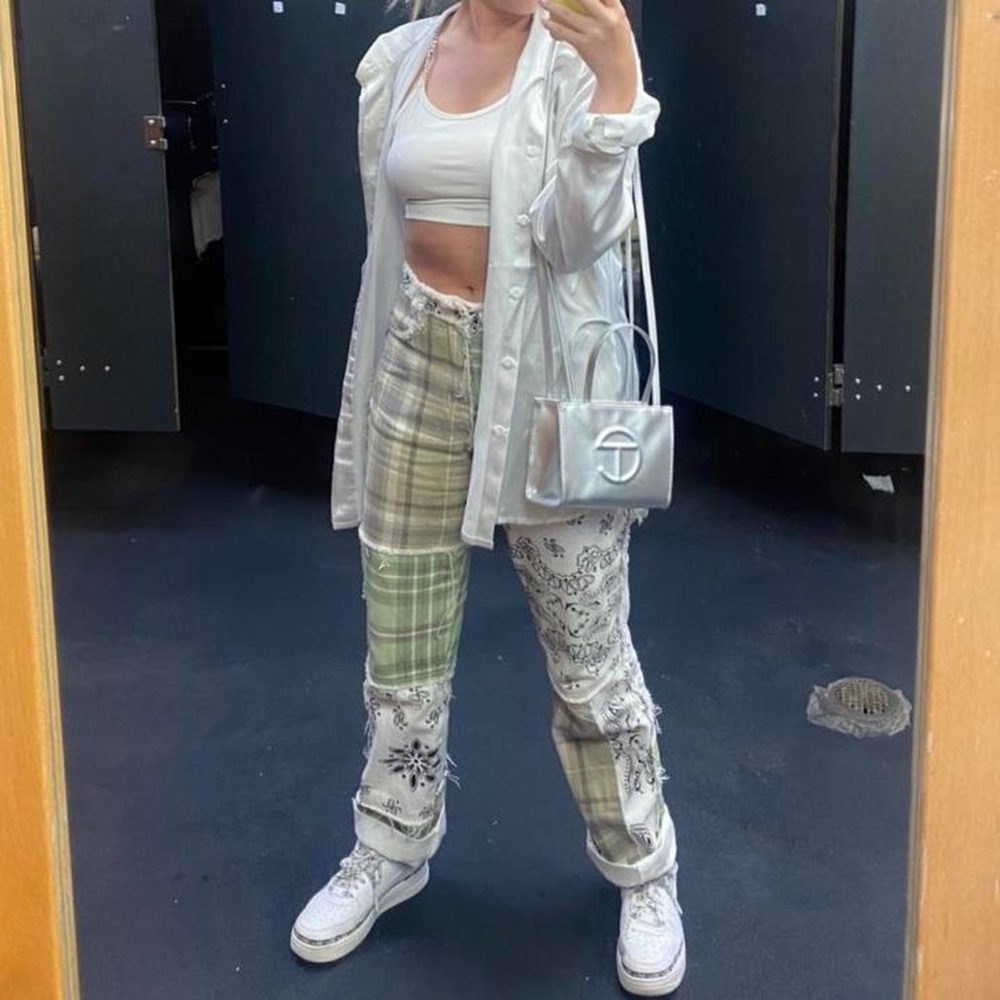 Jaded london - green patchwork bandana jeans